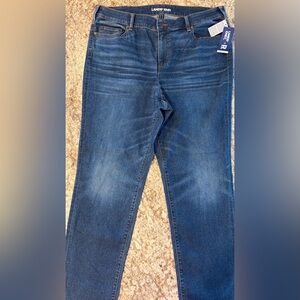 NWT Lands' End Dark Blue Denim Jeans.  Stretch high rise Plus size 20W.